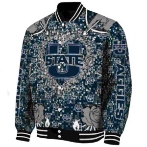 customized utah state aggies heart explosion navy jacket best selling