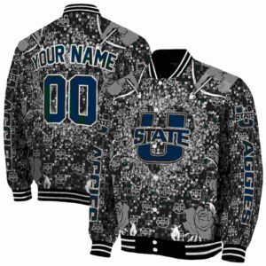 customized utah state aggies heart explosion navy jacket fashion forward