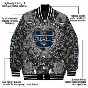 customized utah state aggies heart explosion navy jacket new arrival
