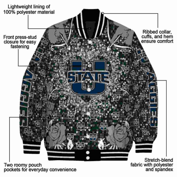 customized utah state aggies heart explosion navy jacket new arrival