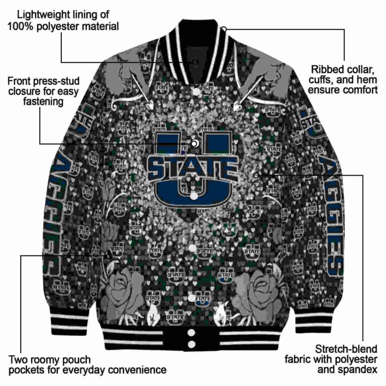 customized utah state aggies heart explosion navy jacket new arrival