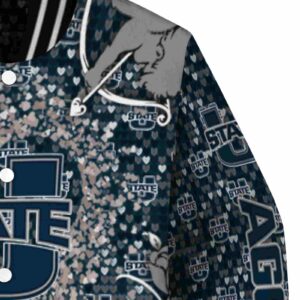 customized utah state aggies heart explosion navy jacket premium grade