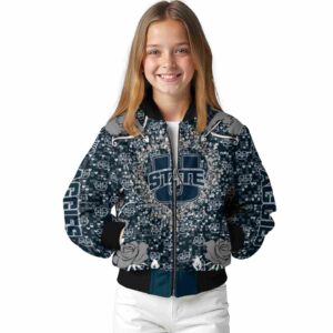 customized utah state aggies heart explosion navy jacket top rated