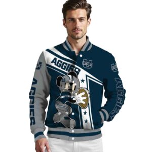 customized utah state aggies mickey football navy white jacket high quality