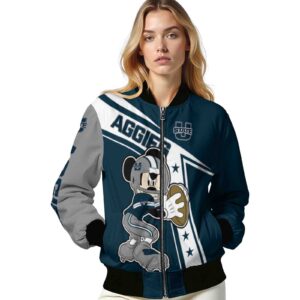 customized utah state aggies mickey football navy white jacket latest model