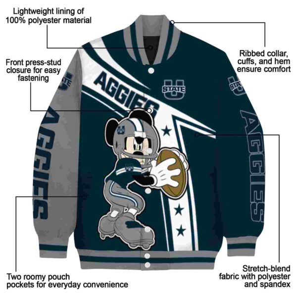 customized utah state aggies mickey football navy white jacket new arrival