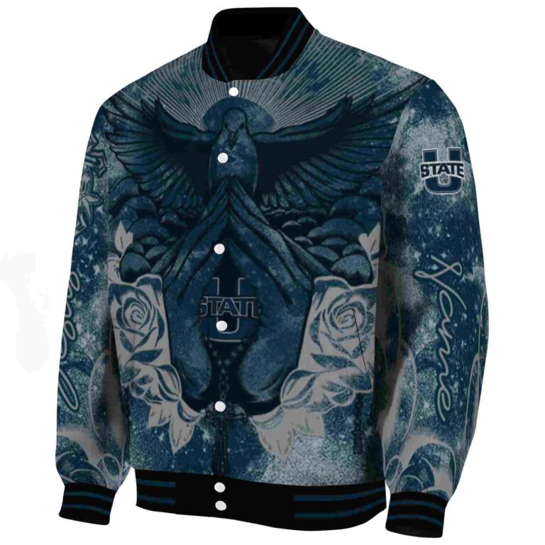 customized utah state aggies praying hands navy jacket best selling