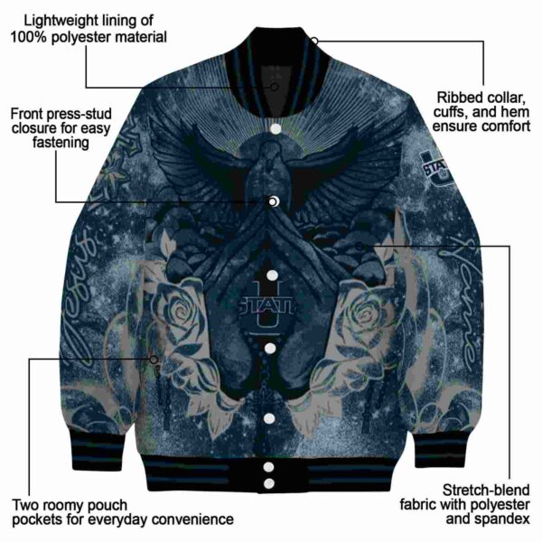 customized utah state aggies praying hands navy jacket new arrival