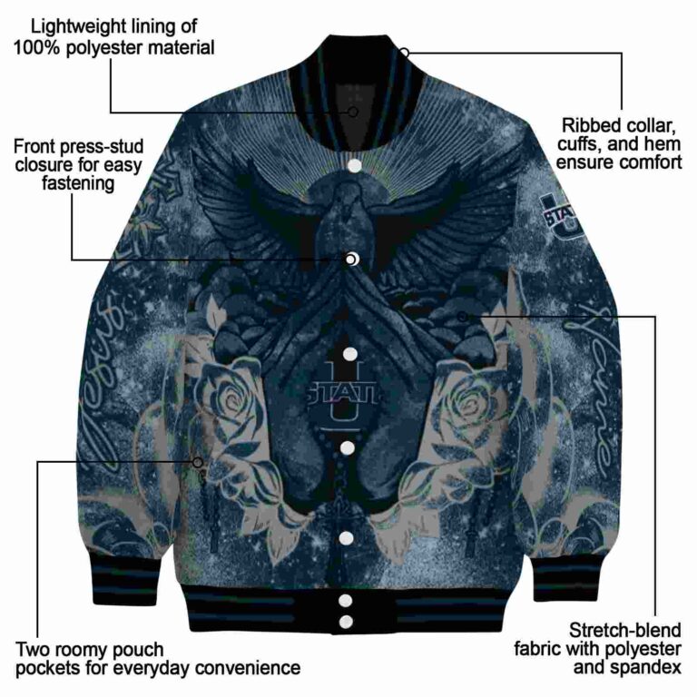 customized utah state aggies praying hands navy jacket new arrival