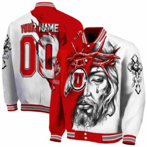 customized utah utes jesus tears red white jacket fashion forward