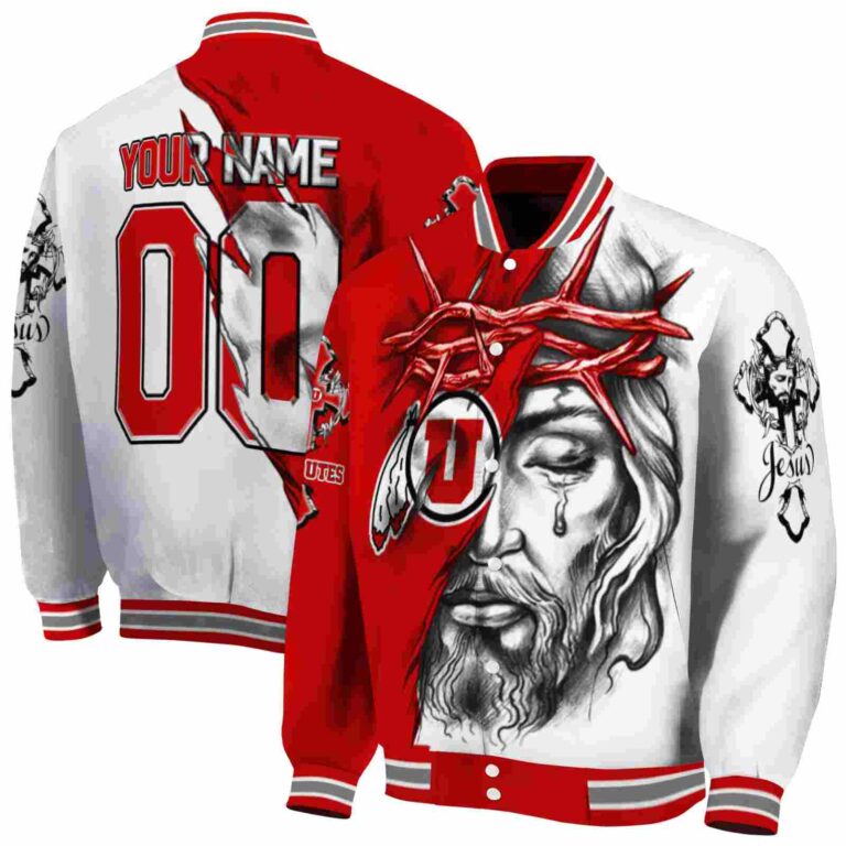 customized utah utes jesus tears red white jacket fashion forward