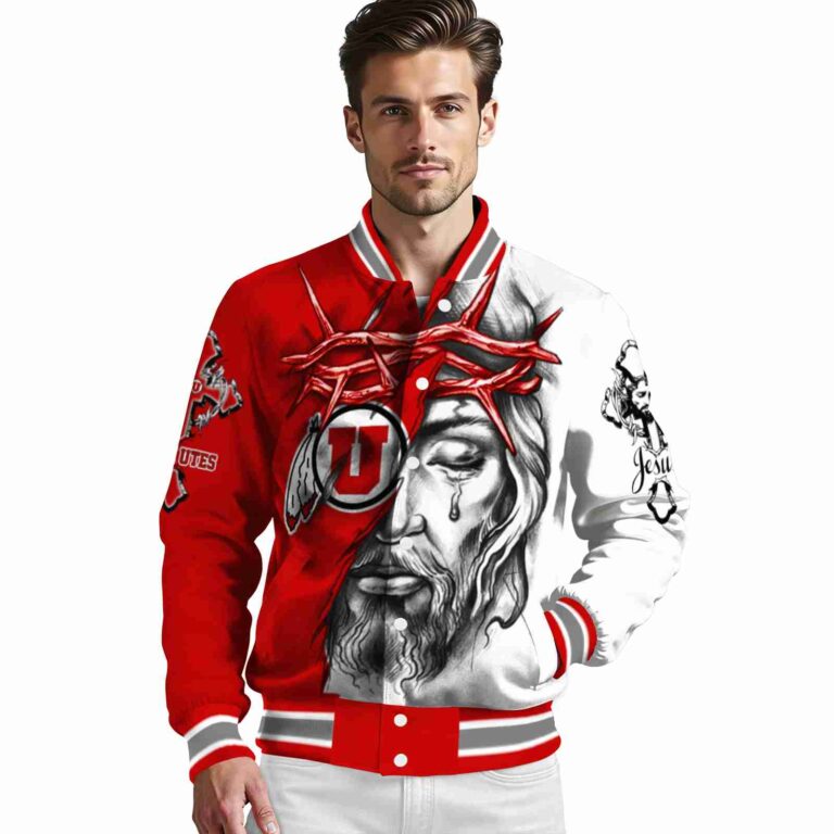 customized utah utes jesus tears red white jacket high quality