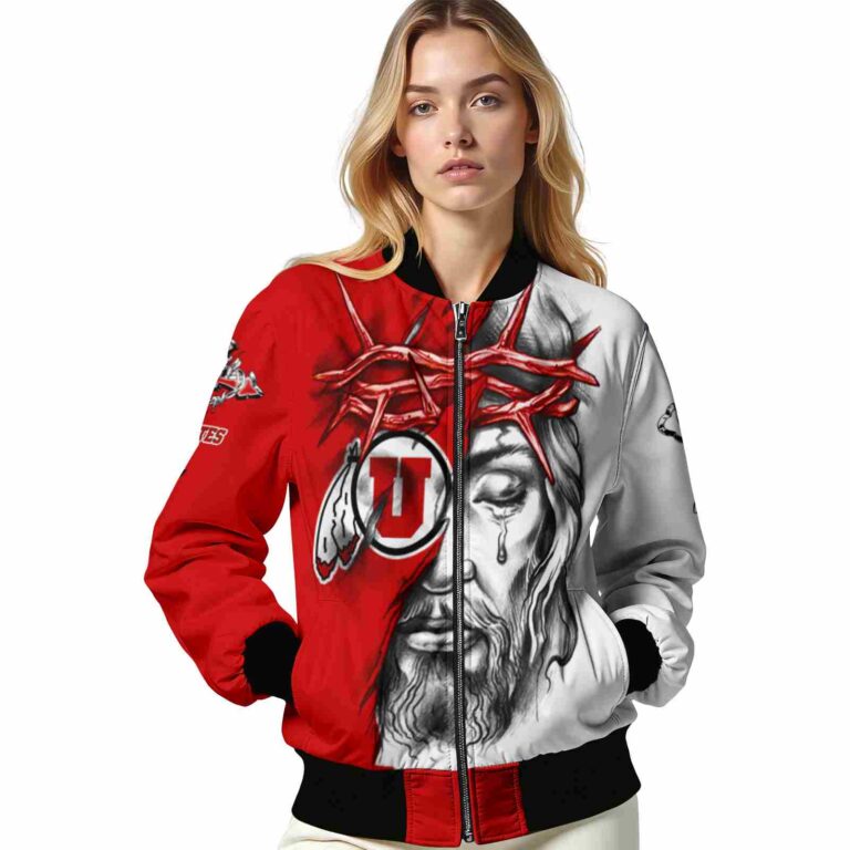 customized utah utes jesus tears red white jacket latest model