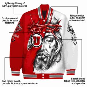 customized utah utes jesus tears red white jacket new arrival