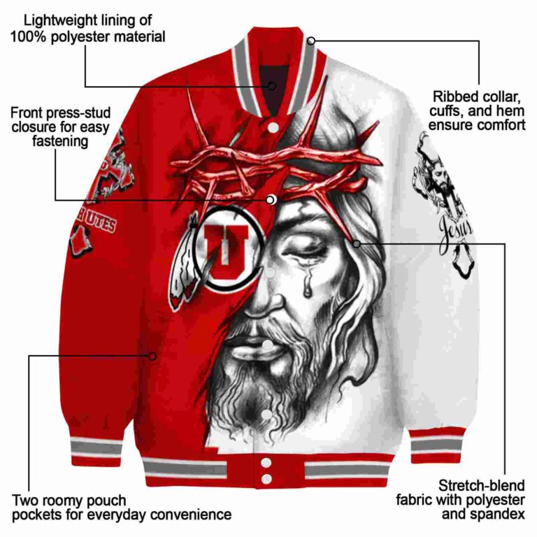 customized utah utes jesus tears red white jacket new arrival