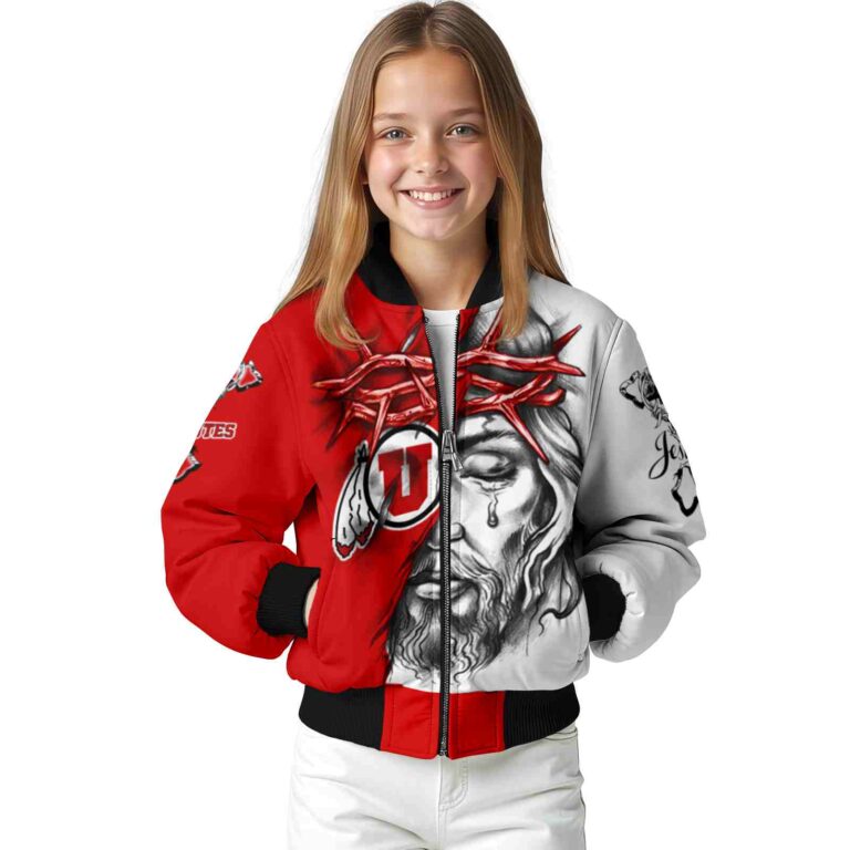 customized utah utes jesus tears red white jacket top rated