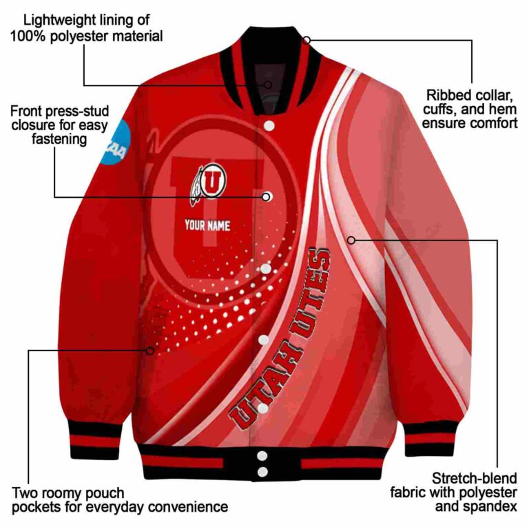 customized utah utes wave patterns red jacket new arrival