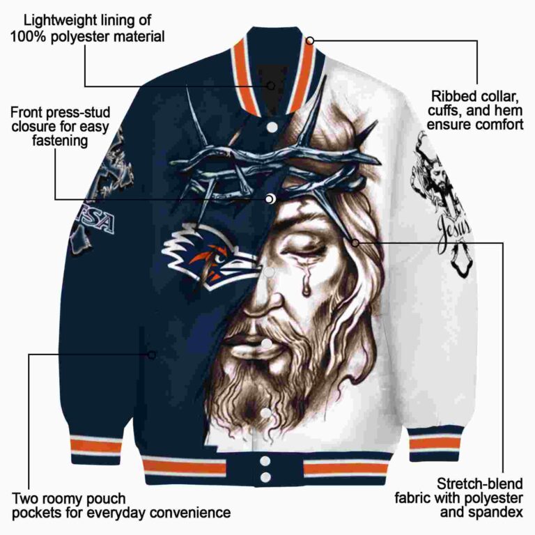 customized utsa roadrunners jesus tears orange white jacket new arrival