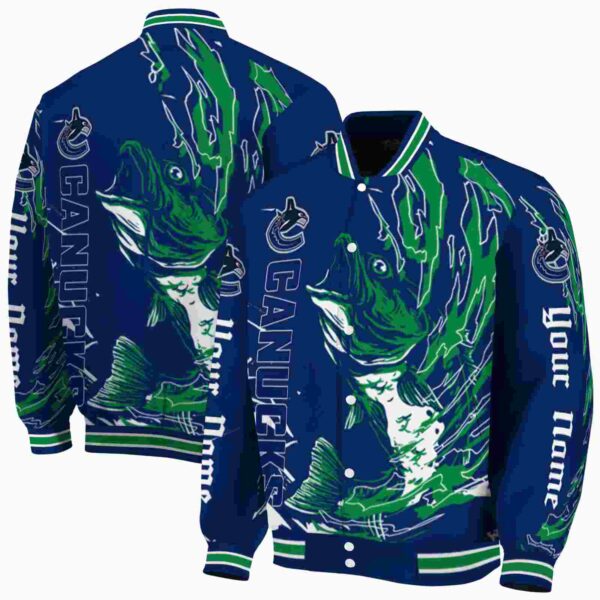 customized vancouver canucks fishing passion blue white jacket fashion forward