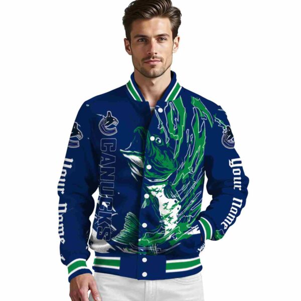 customized vancouver canucks fishing passion blue white jacket high quality