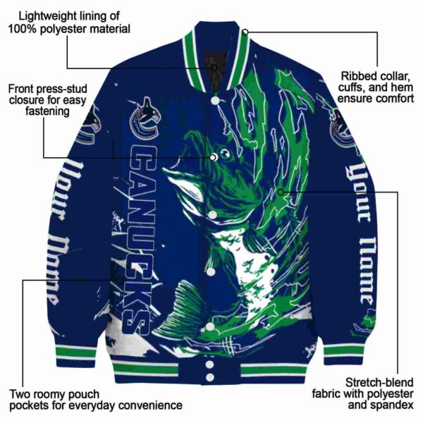 customized vancouver canucks fishing passion blue white jacket new arrival