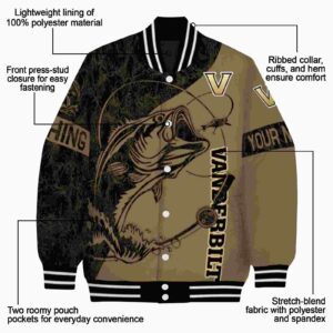 customized vanderbilt commodores fishing rod gold jacket new arrival