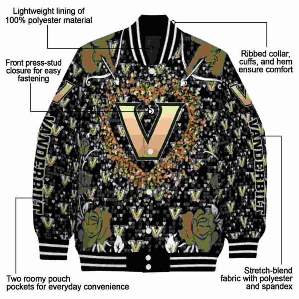 customized vanderbilt commodores heart explosion black jacket new arrival