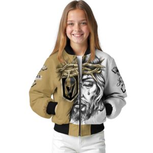customized vegas golden knights jesus tears tan white jacket top rated