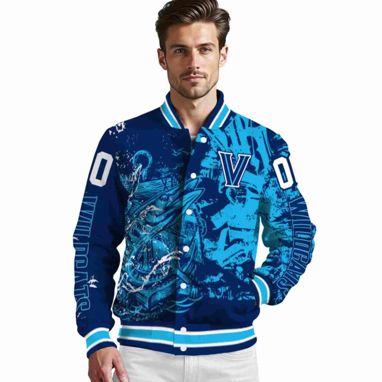 customized villanova wildcats fishing art navy jacket high quality