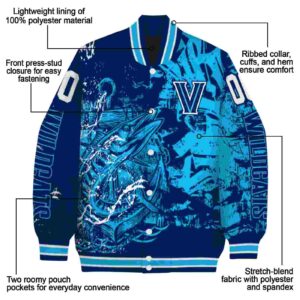 customized villanova wildcats fishing art navy jacket new arrival