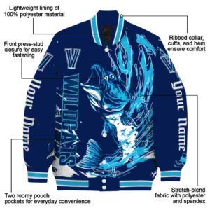 customized villanova wildcats fishing passion navy white jacket new arrival