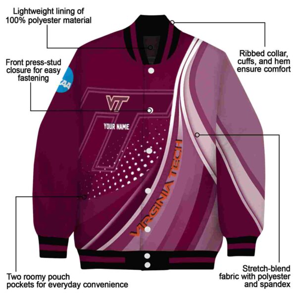 customized virginia tech hokies wave patterns maroon jacket new arrival