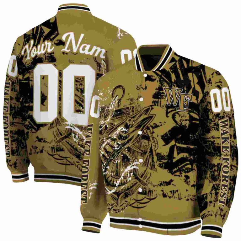 customized wake forest demon deacons fishing art gold jacket fashion forward