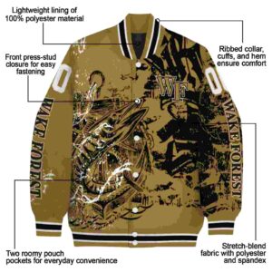 customized wake forest demon deacons fishing art gold jacket new arrival