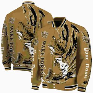 customized wake forest demon deacons fishing passion gold white jacket fashion forward