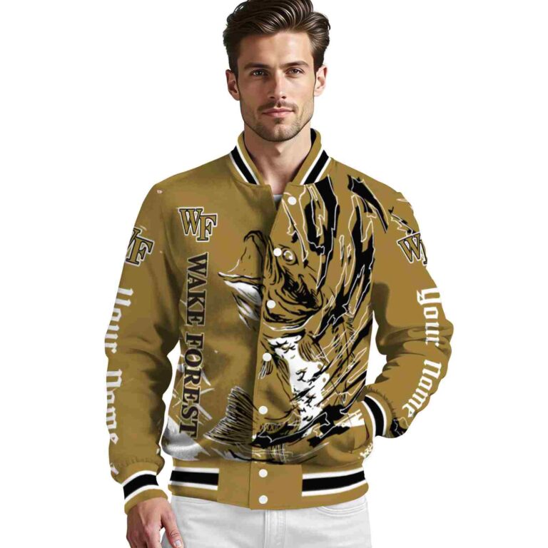 customized wake forest demon deacons fishing passion gold white jacket high quality
