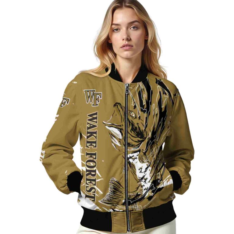 customized wake forest demon deacons fishing passion gold white jacket latest model