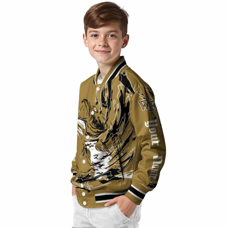 customized wake forest demon deacons fishing passion gold white jacket trendy