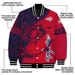 customized washington capitals fishing rod red jacket new arrival