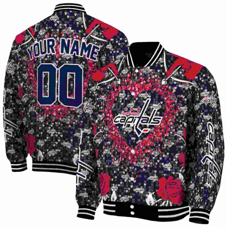customized washington capitals heart explosion blue jacket fashion forward