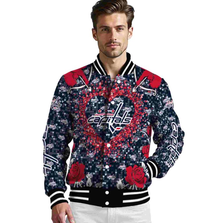 customized washington capitals heart explosion blue jacket high quality