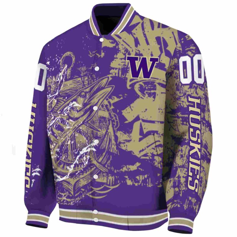 customized washington huskies fishing art purple jacket best selling