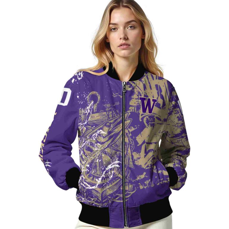 customized washington huskies fishing art purple jacket latest model