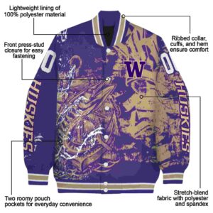 customized washington huskies fishing art purple jacket new arrival