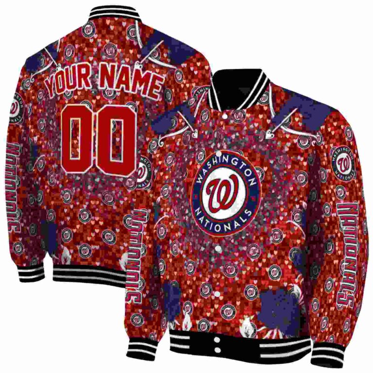 customized washington nationals heart explosion red jacket fashion forward
