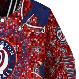 customized washington nationals heart explosion red jacket premium grade