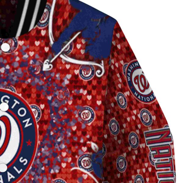customized washington nationals heart explosion red jacket premium grade