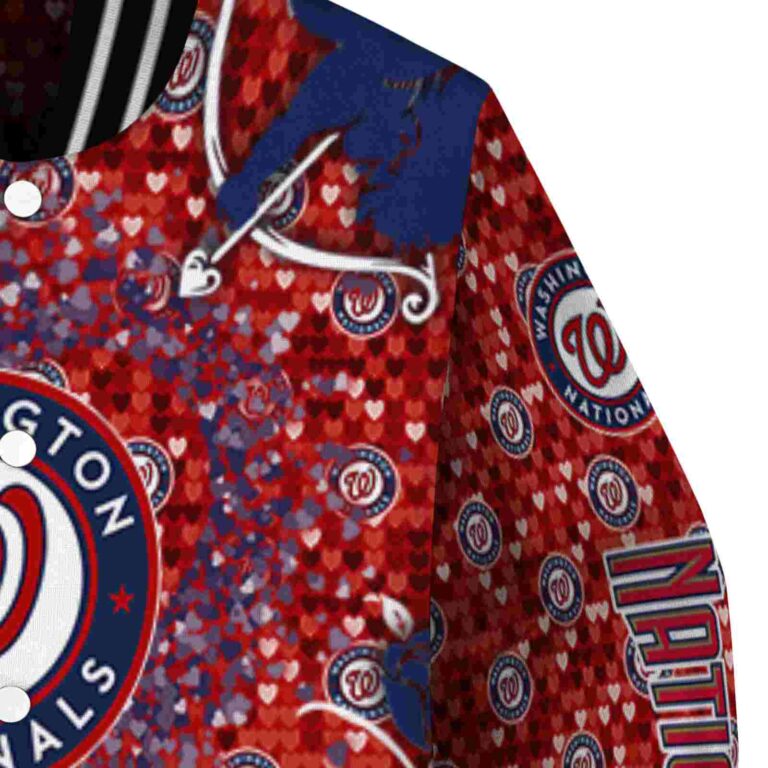 customized washington nationals heart explosion red jacket premium grade