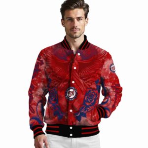 customized washington nationals praying hands red jacket high quality