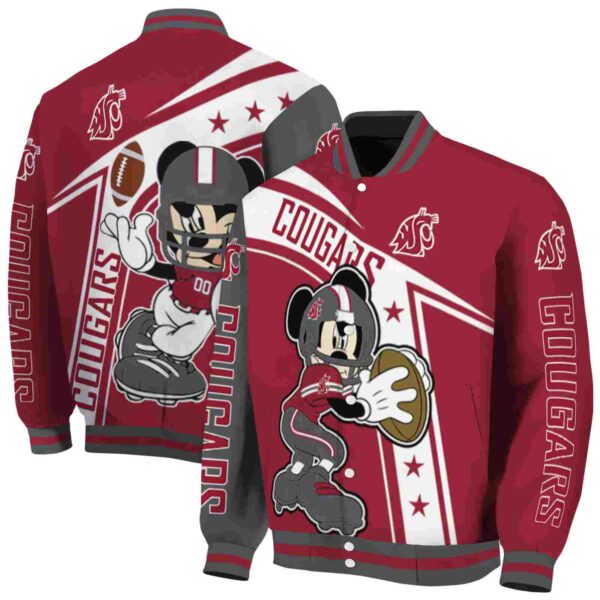 customized washington state cougars mickey football crimson white jacket fashion forward